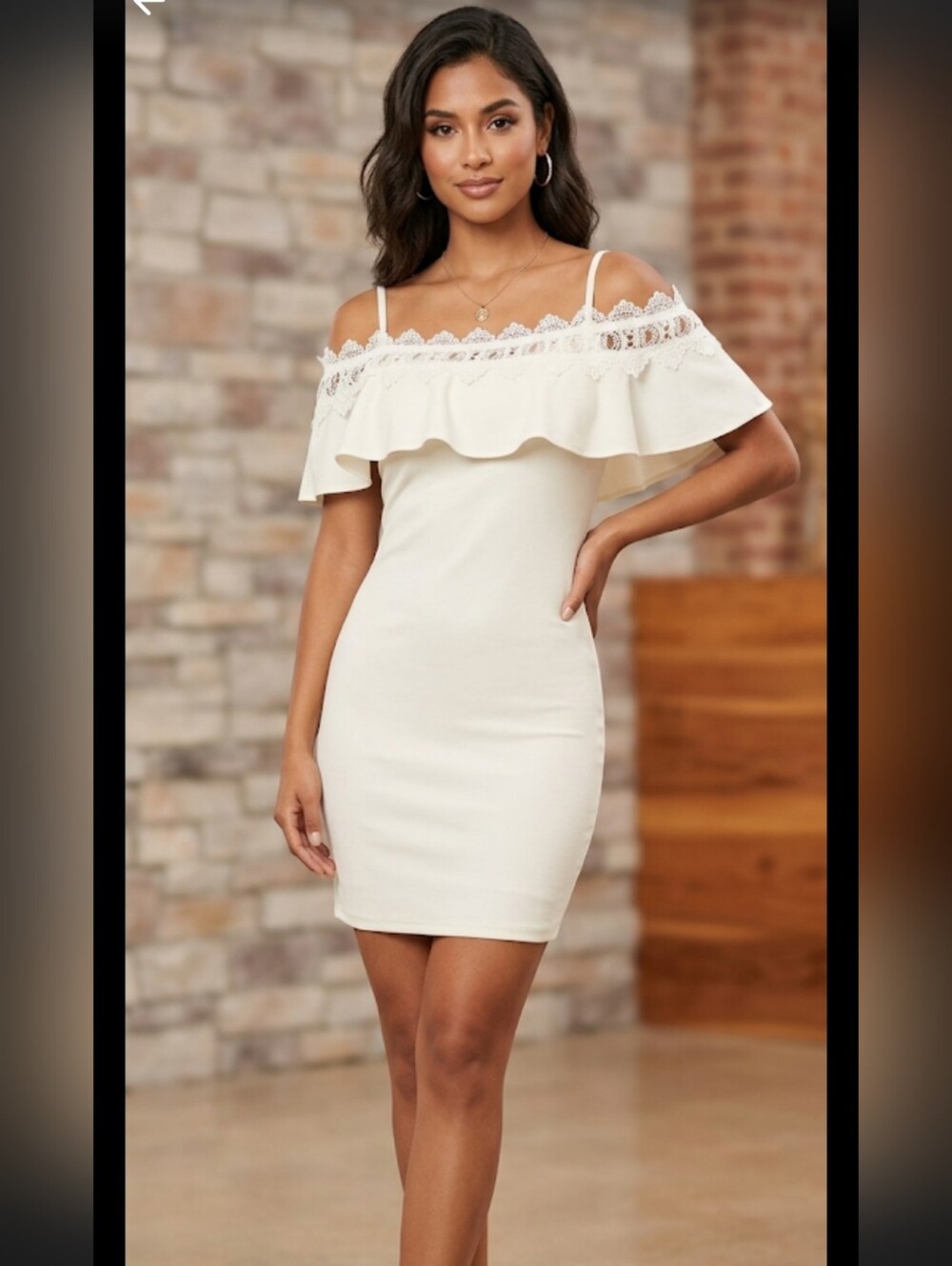 NEW!  BCX White Lace Off-Shoulder Mini Wome's  Dress STRETCHY AND SOFT Size 13